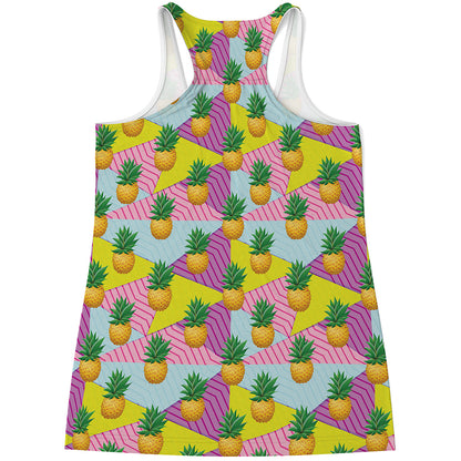 Zigzag Pineapple Pattern Print Women's Racerback Tank Top