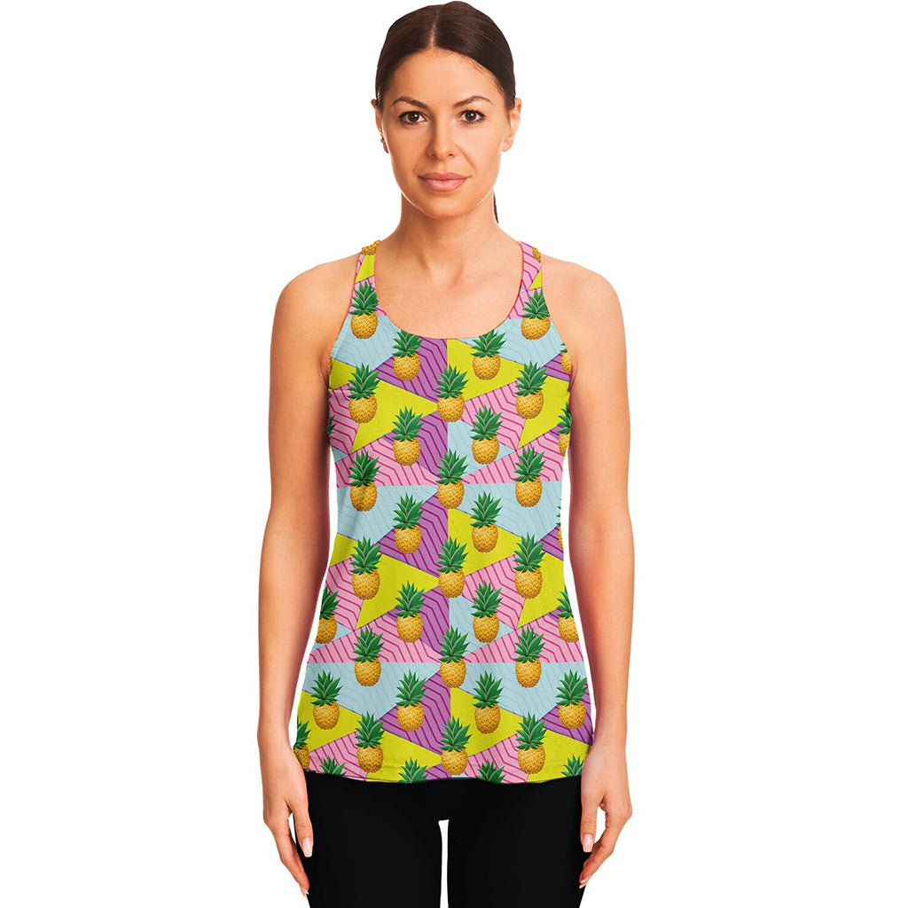 Zigzag Pineapple Pattern Print Women's Racerback Tank Top