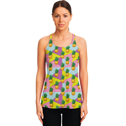 Zigzag Pineapple Pattern Print Women's Racerback Tank Top