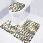 Zigzag Pizza Pattern Print 3 Piece Bath Mat Set