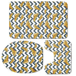 Zigzag Pizza Pattern Print 3 Piece Bath Mat Set