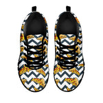 Zigzag Pizza Pattern Print Black Sneakers