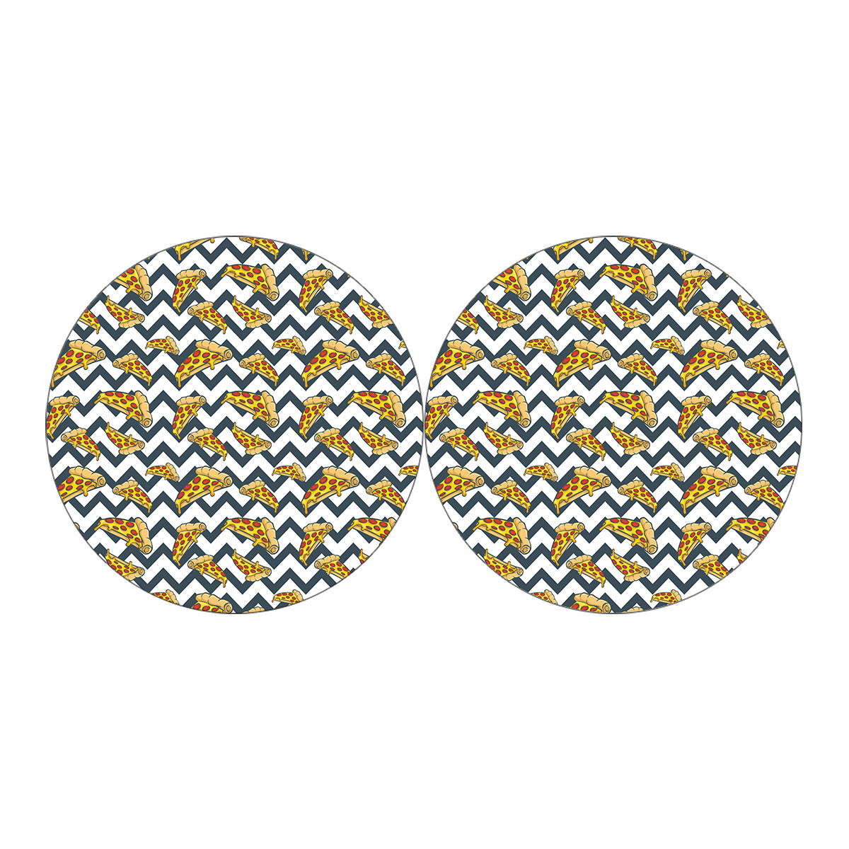 Zigzag Pizza Pattern Print Car Coasters