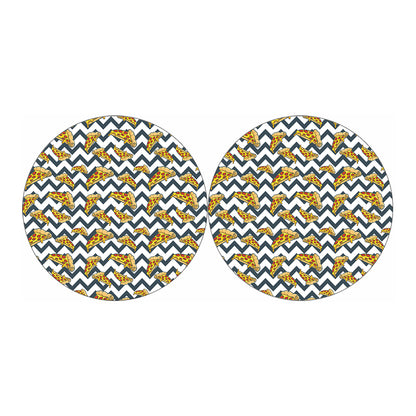 Zigzag Pizza Pattern Print Car Coasters