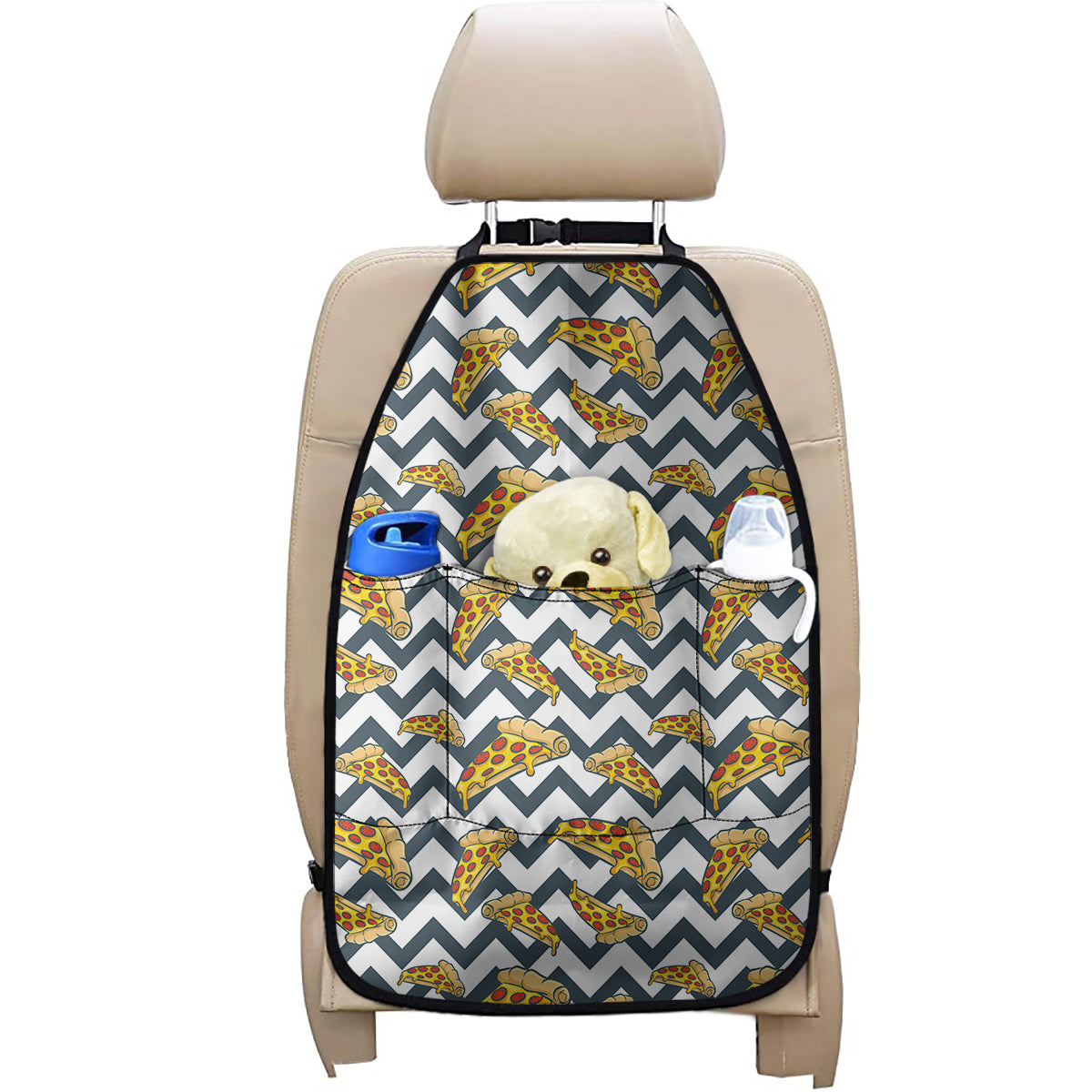 Zigzag Pizza Pattern Print Car Seat Organizers