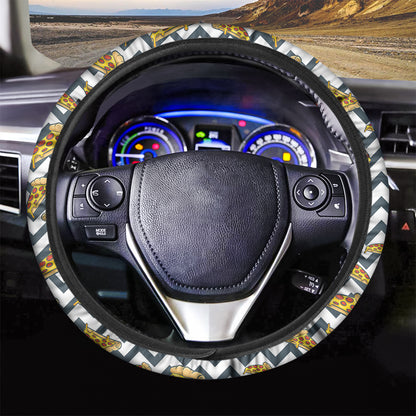 Zigzag Pizza Pattern Print Car Steering Wheel Cover
