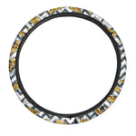 Zigzag Pizza Pattern Print Car Steering Wheel Cover