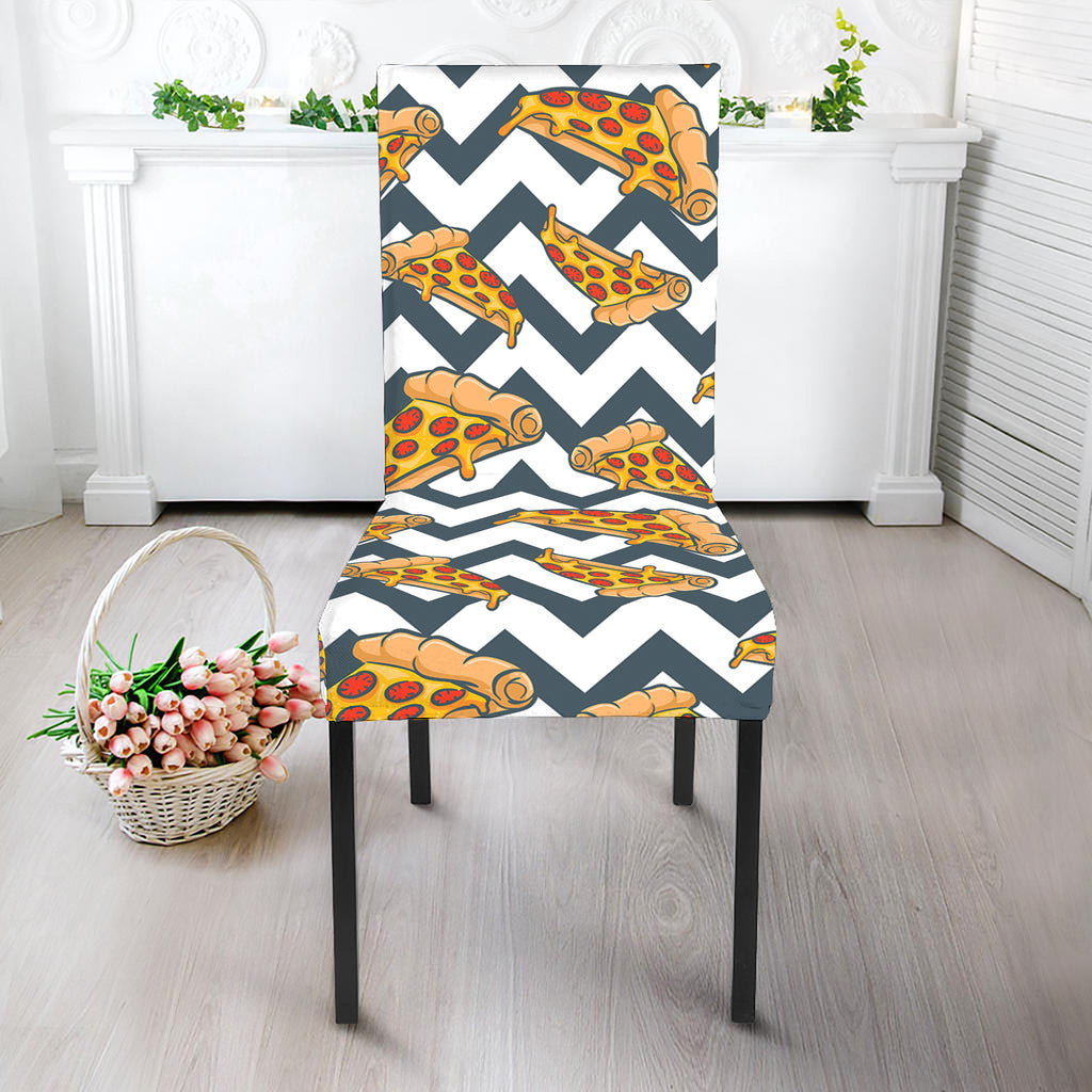 Zigzag Pizza Pattern Print Dining Chair Slipcover