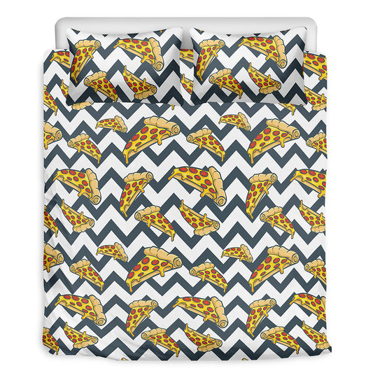 Zigzag Pizza Pattern Print Duvet Cover Bedding Set