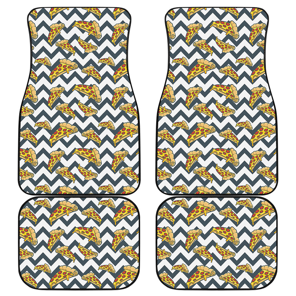 Zigzag Pizza Pattern Print Front and Back Car Floor Mats