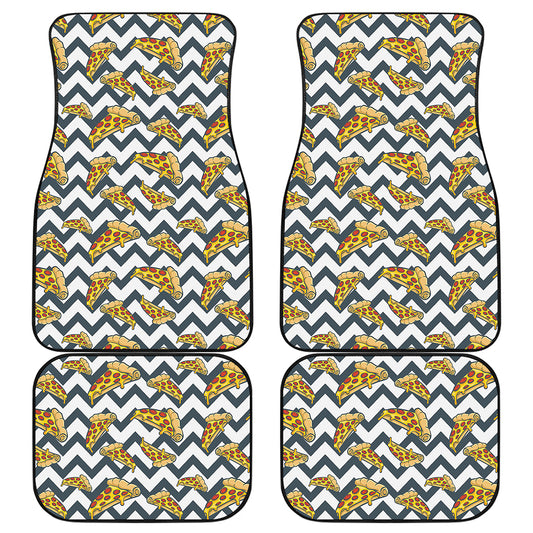 Zigzag Pizza Pattern Print Front and Back Car Floor Mats