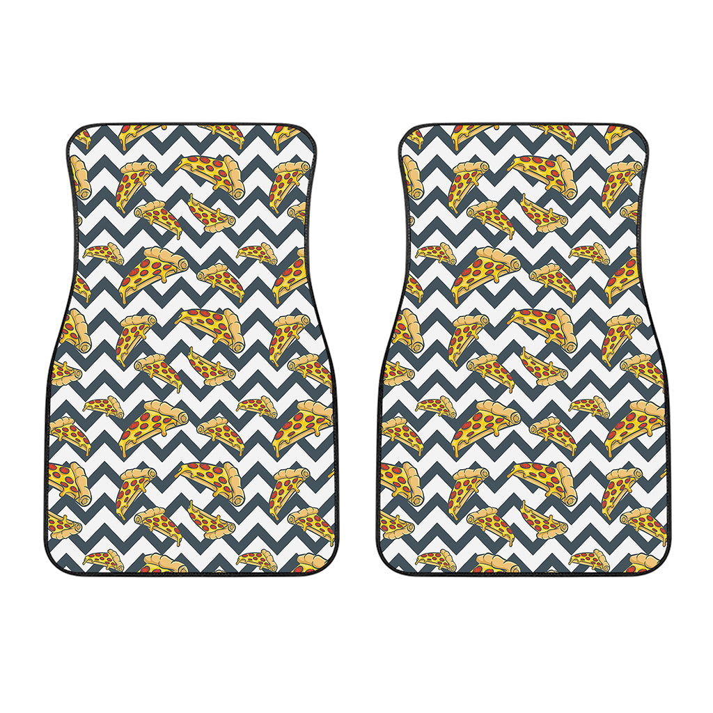 Zigzag Pizza Pattern Print Front Car Floor Mats
