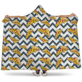 Zigzag Pizza Pattern Print Hooded Blanket