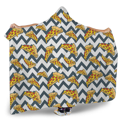 Zigzag Pizza Pattern Print Hooded Blanket