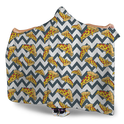 Zigzag Pizza Pattern Print Hooded Blanket