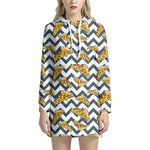 Zigzag Pizza Pattern Print Hoodie Dress