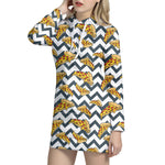 Zigzag Pizza Pattern Print Hoodie Dress