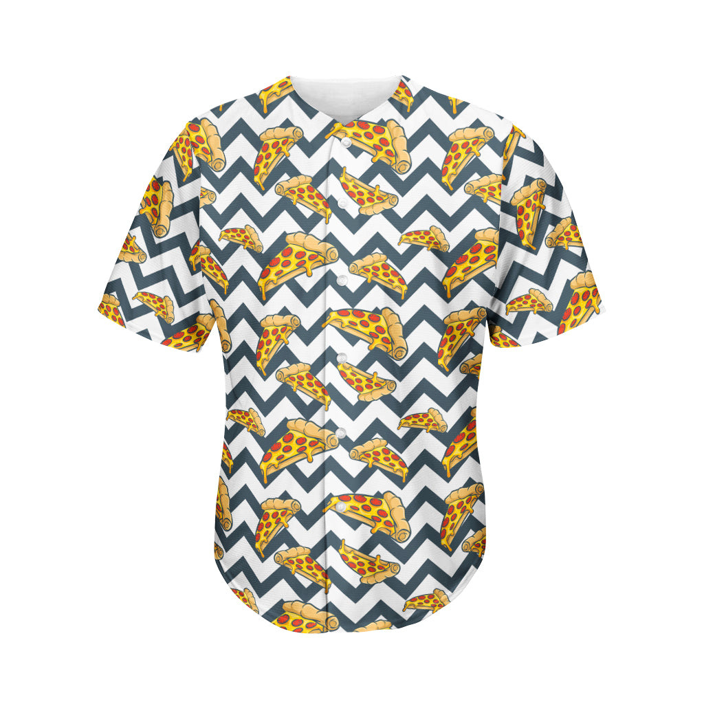 Zigzag Pizza Pattern Print Men's Baseball Jersey