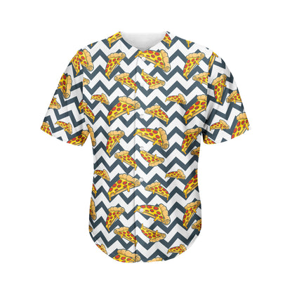 Zigzag Pizza Pattern Print Men's Baseball Jersey