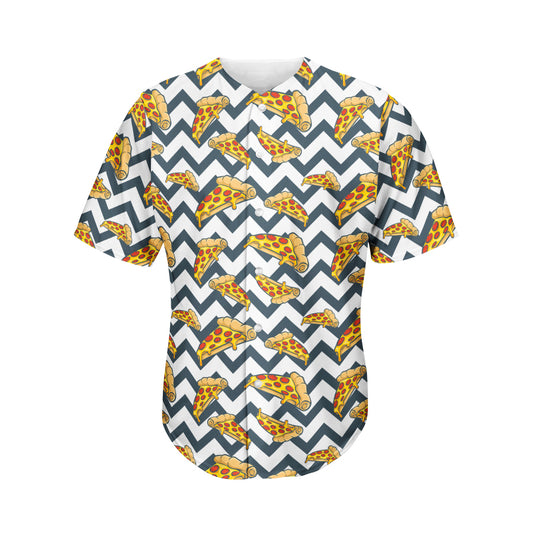 Zigzag Pizza Pattern Print Men's Baseball Jersey