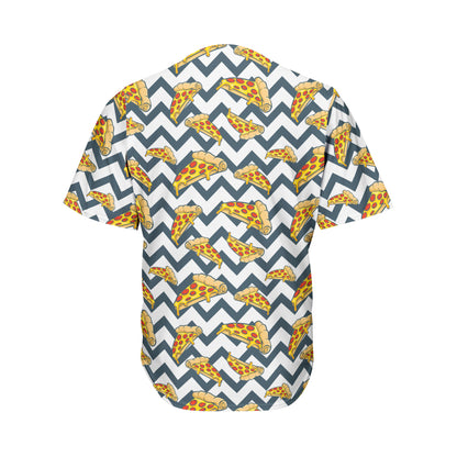 Zigzag Pizza Pattern Print Men's Baseball Jersey