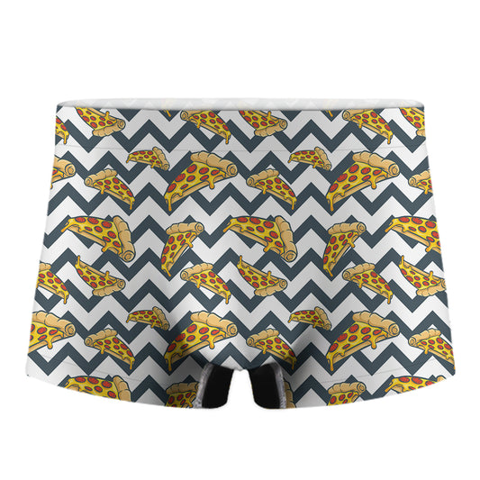 Zigzag Pizza Pattern Print Men's Boxer Briefs