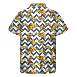 Zigzag Pizza Pattern Print Men's Short Sleeve Shirt