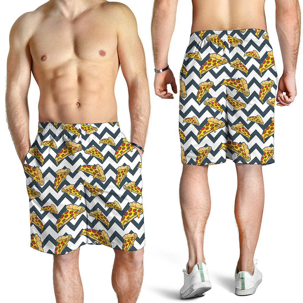 Zigzag Pizza Pattern Print Men's Shorts