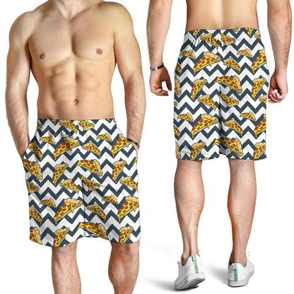 Zigzag Pizza Pattern Print Men's Shorts