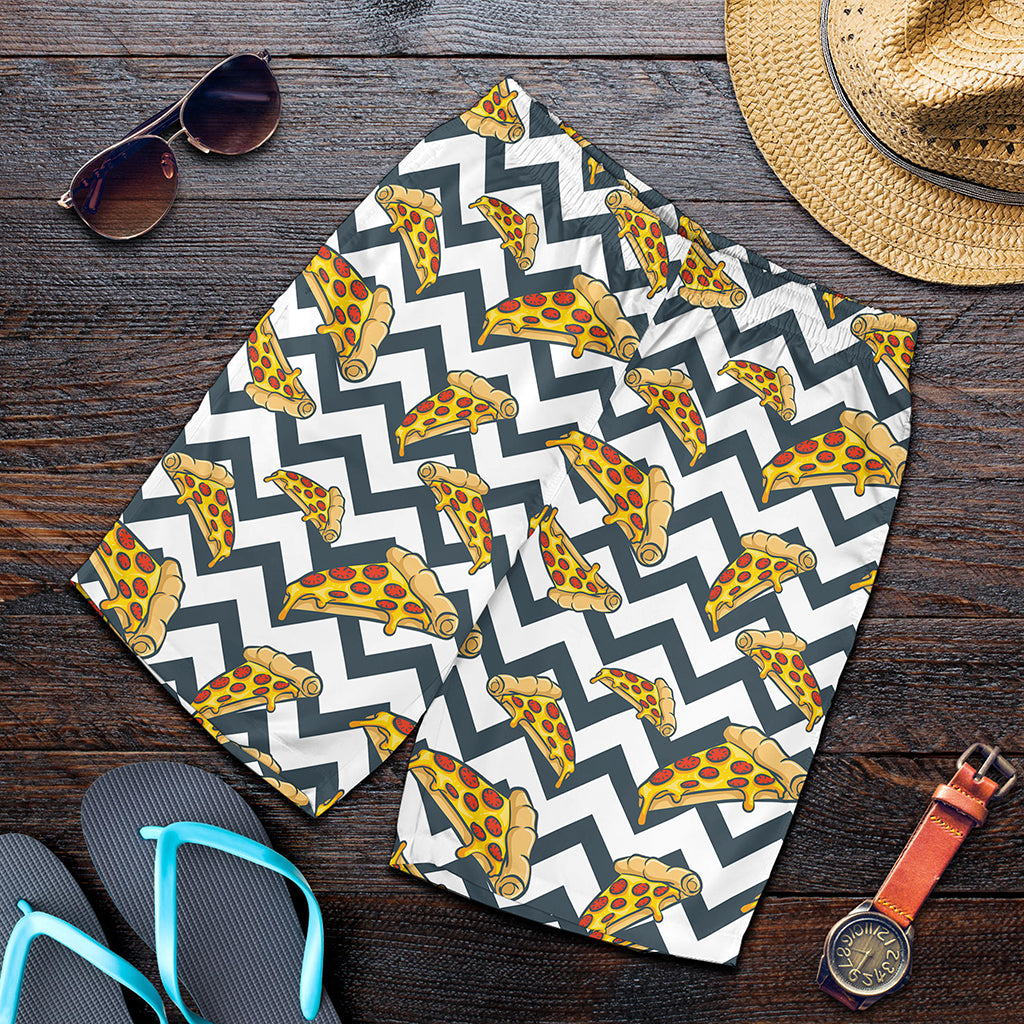Zigzag Pizza Pattern Print Men's Shorts