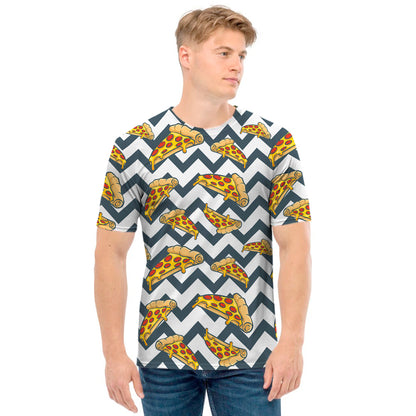 Zigzag Pizza Pattern Print Men's T-Shirt