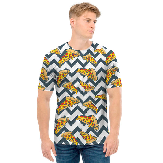 Zigzag Pizza Pattern Print Men's T-Shirt
