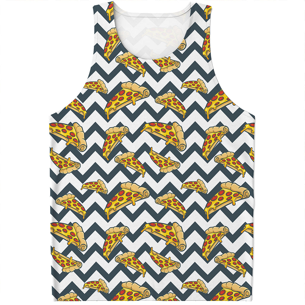 Zigzag Pizza Pattern Print Men's Tank Top