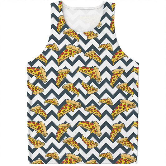 Zigzag Pizza Pattern Print Men's Tank Top