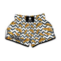 Zigzag Pizza Pattern Print Muay Thai Boxing Shorts