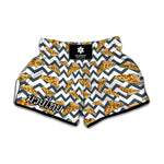 Zigzag Pizza Pattern Print Muay Thai Boxing Shorts