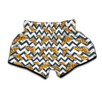 Zigzag Pizza Pattern Print Muay Thai Boxing Shorts