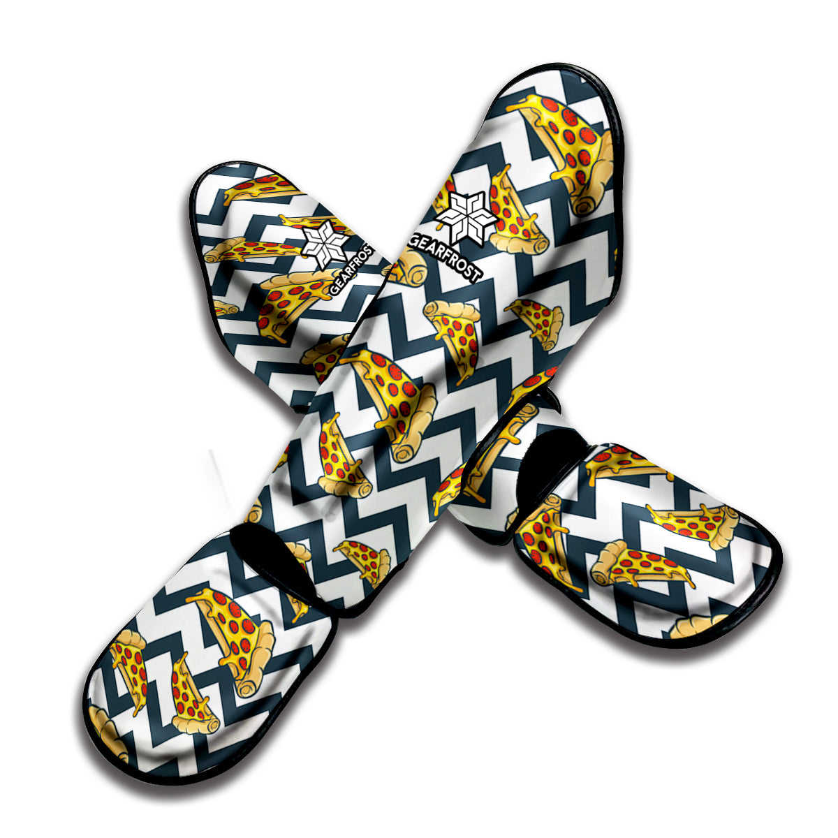 Zigzag Pizza Pattern Print Muay Thai Shin Guard
