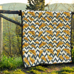 Zigzag Pizza Pattern Print Quilt
