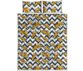 Zigzag Pizza Pattern Print Quilt Bed Set
