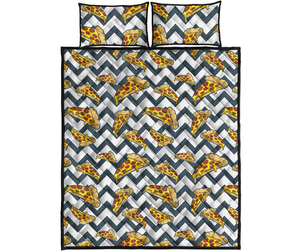 Zigzag Pizza Pattern Print Quilt Bed Set