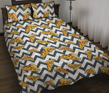 Zigzag Pizza Pattern Print Quilt Bed Set