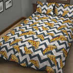Zigzag Pizza Pattern Print Quilt Bed Set