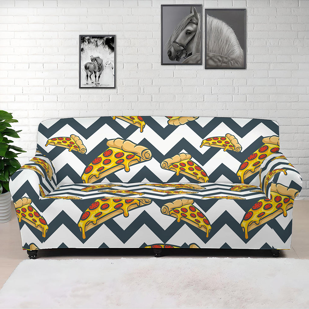 Zigzag Pizza Pattern Print Sofa Cover