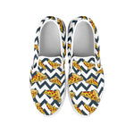 Zigzag Pizza Pattern Print White Slip On Shoes