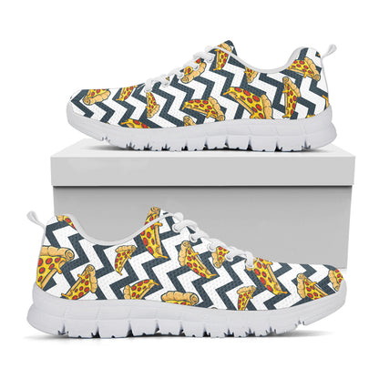 Zigzag Pizza Pattern Print White Sneakers