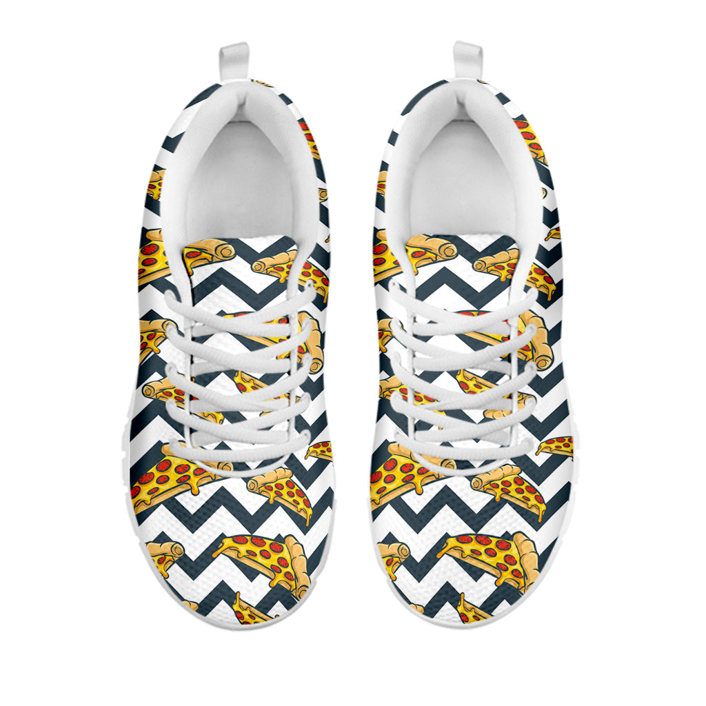 Zigzag Pizza Pattern Print White Sneakers