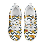Zigzag Pizza Pattern Print White Sneakers