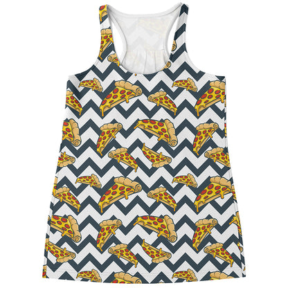 Zigzag Pizza Pattern Print Women's Racerback Tank Top