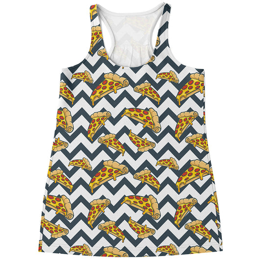 Zigzag Pizza Pattern Print Women's Racerback Tank Top